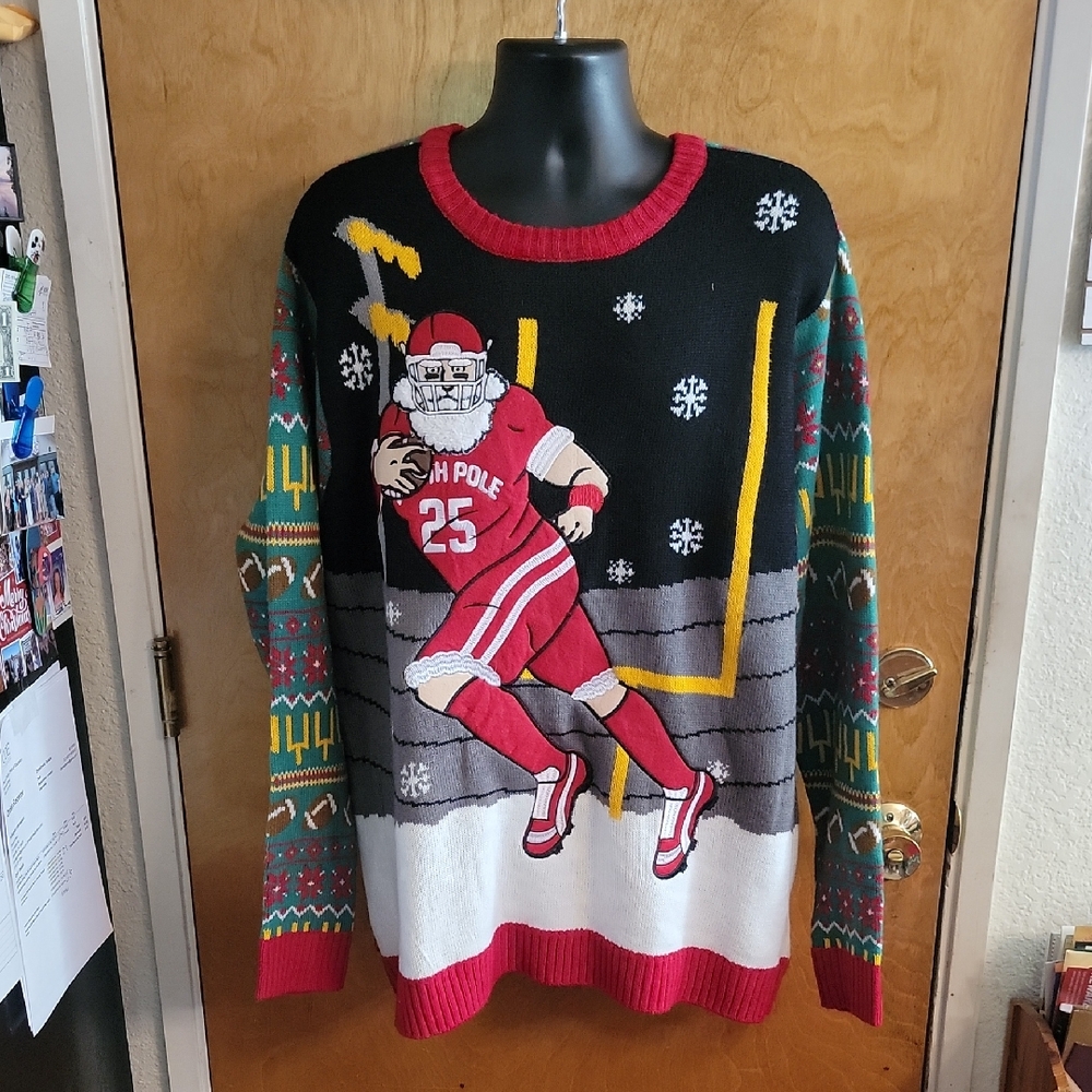 Men's Celebrate Together™ Football Santa Ugly Christmas Sweater Size 3XL